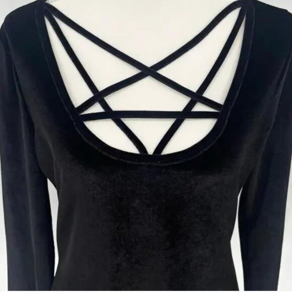 Hot Topic Tops - Hot Topic Velvet Pentagram Shirt Womens M Gothic Punk Stretchy Witchy